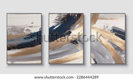 Abstract art vector illustration. Set of three artworks, background vector. Natural fine art wall art for home decor and printing. Royalty-Free Stock Photo #2286444289