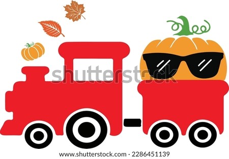 Pumpkin Train SVG, Kid's Fall Cut File, Halloween Design, Thanksgiving Clip Art, Children's Shirt Graphic, eps png, Silhouette or Cricut
