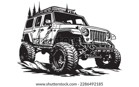 Off-road SUV car vehicle. Vector illustration. Silhouette svg, laser cutting cnc.