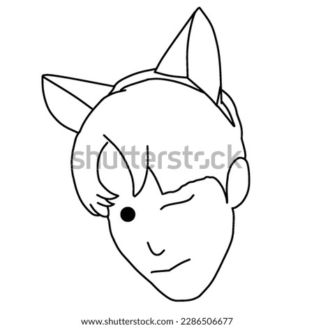 A wink boy with cat ear headband