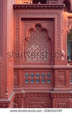 Decorative Jali, Railing, Pillars  Arches of Gurudwara Shri Guru Singh Sabha, Indore. Shri Guru Nanak Devji Sikh Gurudwara, Indore. Stone Carved Jali, Railing, Pillars  Arches. Indian Architecture.