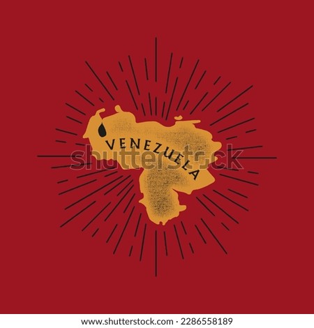 Vintage Venezuela map with grunge texture and emblem. Venezuela vintage print for t-shirt. Trendy Hipster design. Vector illustration Royalty-Free Stock Photo #2286558189