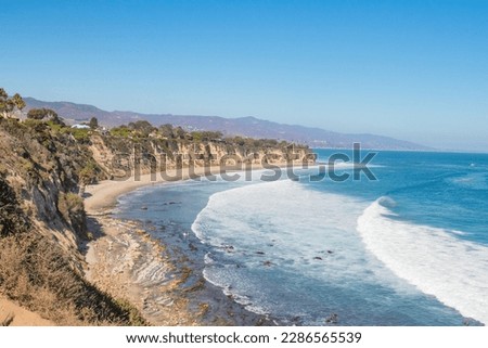 Beach from Point Dume, Malibu. Beautiful Beach on a hot day Royalty-Free Stock Photo #2286565539