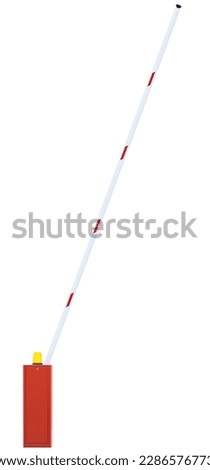 Gated Road Barrier Closeup, Open Gate Bar White Red, Expressway Traffic Turnpike Toll Stop Vehicle Security Point Gateway, Beacon Flash Light, Vertical Isolated Express Way Checkpoint, Car Park Entry Royalty-Free Stock Photo #2286576773