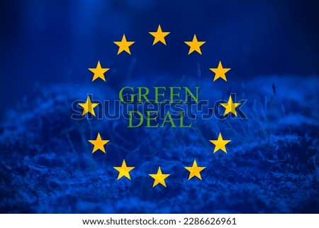 European flag with the sign "green deal"