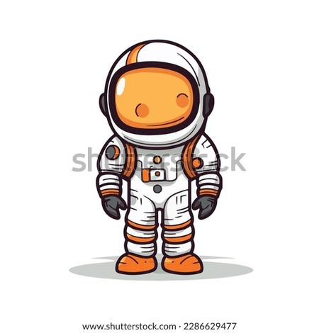 Mascot cartoon of cute space astronaut wear spacesuit and helmet. 2d character vector illustration in isolated background Royalty-Free Stock Photo #2286629477