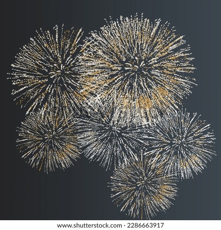 Clip art of yellow fireworks shot up in the dark sky
