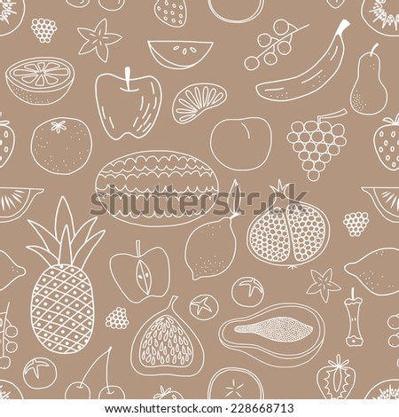 Fruit hand drawn vector pattern