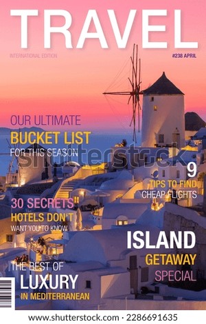 Sample travel magazine cover design Royalty-Free Stock Photo #2286691635