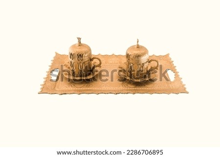 Traditional Turkish tea and coffee sets. 
Isolated on white background