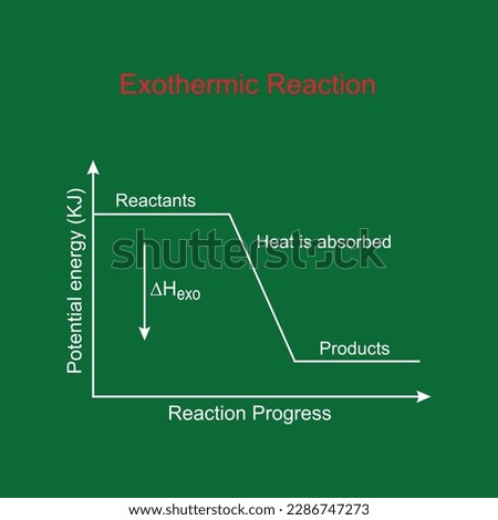 The following reaction pathway diagram shows that amount  of energy absorbed by the endothermic reaction of a reversible reaction, is the same released by the exothermic reaction. vector graphics 