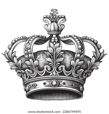 Hand Drawn Engraving Pen and Ink Crown Vintage Vector Illustration Royalty-Free Stock Photo #2286749695