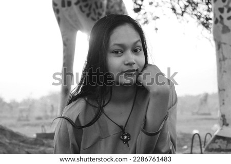 black and white portrait of a beautiful Bengali girl Royalty-Free Stock Photo #2286761483