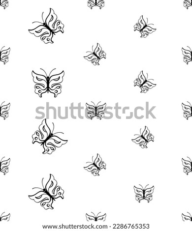 Butterfly Icon Seamless Pattern, Insect Icon Vector Art Illustration