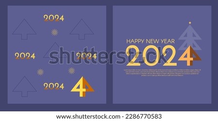 Happy 2024 New Year celebration. Cover, flyer and poster minimal design template