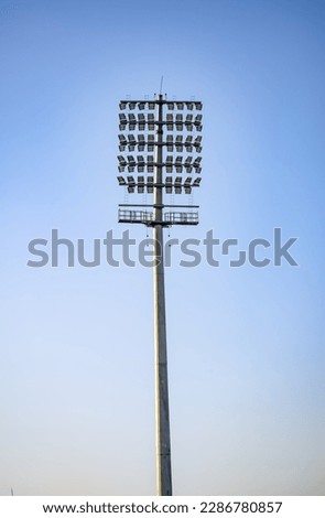 Cricket stadium flood lights poles at Delhi, India, Cricket Stadium Light Royalty-Free Stock Photo #2286780857