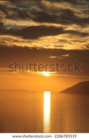 Sunset above Adriatic sea near island Hvar