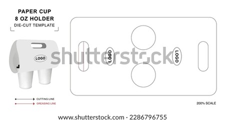 Paper cup holder 8 oz die cut template, Coffee cup Carrier Royalty-Free Stock Photo #2286796755