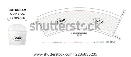 Ice cream cup die cut template 8 oz	 Royalty-Free Stock Photo #2286835235
