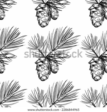 Seamless pattern  Merry Christmas With pine cone. Cute Cartoon Illustration for textile, paper, background