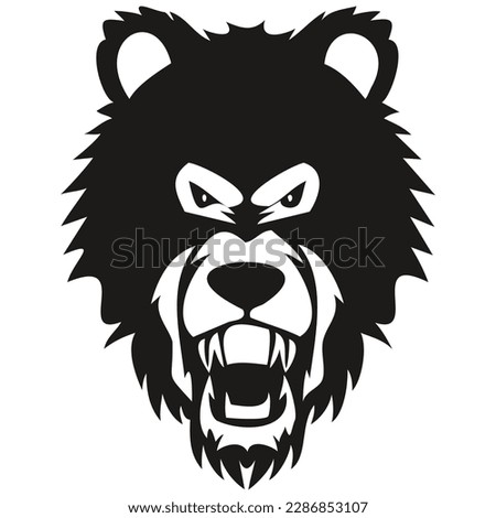 Bear head mascot logo for esport and sport team, black and white template badges
