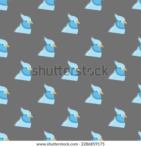 Alluring square tile displaying a delightful animal rendering. Seamless pattern with bird on dim gray background. Design for a greeting card with an animal portrait.