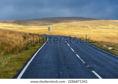 A stretch of the road over the Black Mountain in South Wales, UK. Royalty-Free Stock Photo #2286871341