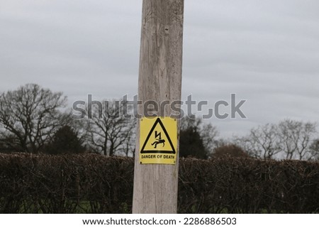 Close up picture of electric shock warning sign 