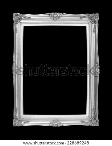 silver antique  picture frames. Isolated on black background