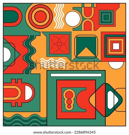 Abstract multicolored composition in Bauhaus style. Poster, decorative panel. Vector illustration