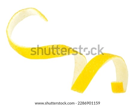 Fresh lemon peel on a white background. Citrus twist peel. Healthy food. Royalty-Free Stock Photo #2286901159