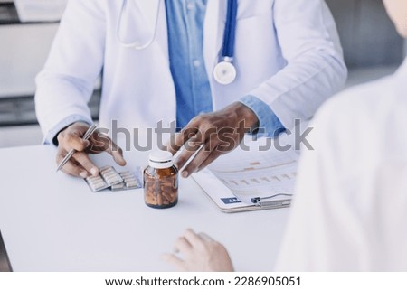 Medicine doctor working with digital medical interface icons on the hospital background, Medical technology and network concept.