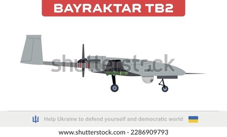 Vector Bayraktar TB2, Turkish UAV, Drone Warfare, Russo-Ukrainian War, Military Drones, Baykar, Armed Drone, Modern Warfare Royalty-Free Stock Photo #2286909793