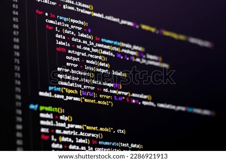 Programmer is developing with python code. Can be used as banner or background.