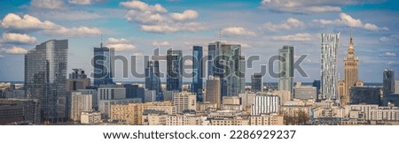 Warsaw city center aerial landscape Royalty-Free Stock Photo #2286929237