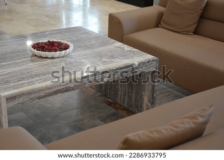 Silver Travertine Table MARBLE TABLE Royalty-Free Stock Photo #2286933795