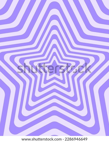 Groovy hypnotic patterns in y2k style. Poster with repeating stars in trendy retro 2000s design. Cute vector illustration in pastel purple colors. Royalty-Free Stock Photo #2286946649