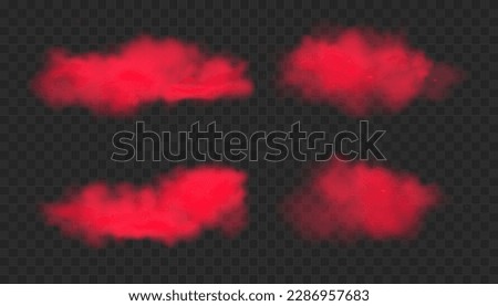 Red smoke effect vector explosion isolated nebula. Red smoke cloudy gas dust fog
