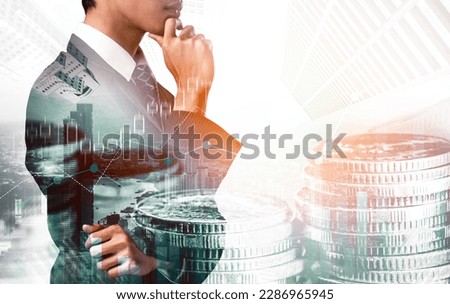 Businessman analyst working with digital finance business data graph showing technology of investment strategy for perceptive financial business decision. Digital economic analysis technology concept. Royalty-Free Stock Photo #2286965945