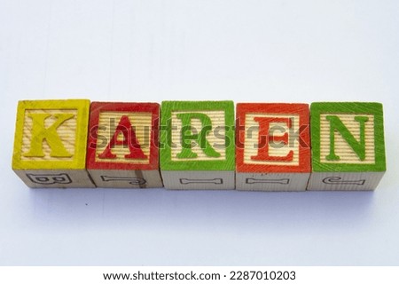 The term karen visually displayed on a clear background with copy space