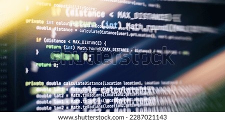 Abstract computer script code. New technology revolution.Technology background.