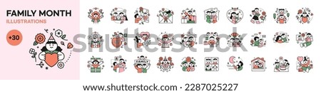 family month. People who appreciate their parents and love their children. Happy family logo icons mega set vector illustration. Royalty-Free Stock Photo #2287025227