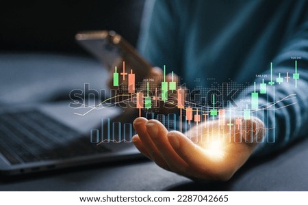 Hand of people holding money economic growth, graph money, global economic, trader investor, business financial growth, stock market, Investments funds, price, graph, technology and investment concept Royalty-Free Stock Photo #2287042665