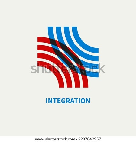 Integration, interaction sign. Business concept. Interact logo, minimal business icon. Abstract shapes Royalty-Free Stock Photo #2287042957