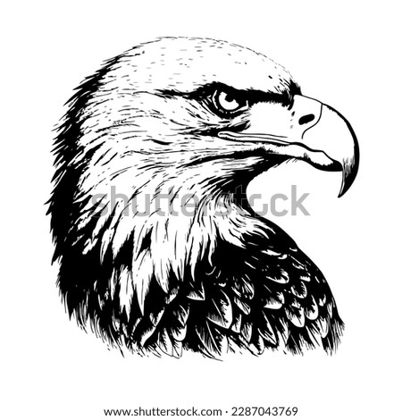 portrait realistic American Bald eagle tattoo isolated black and white vector clip art background. realistic American Bald eagle tattoo isolated black and white vector clip art emblem background Royalty-Free Stock Photo #2287043769