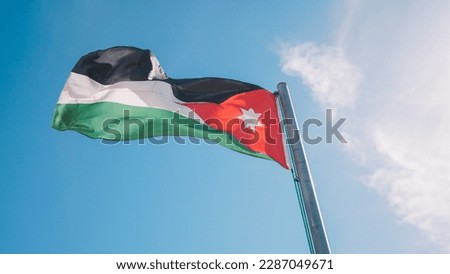 Jordan National flag close up view