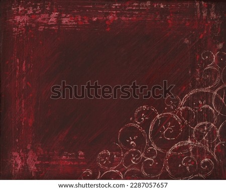 Hand painted brown artistic background  with decorative motive in the corner  