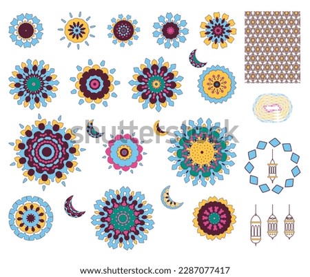 set of ramadan elements colorful