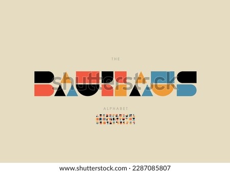 Vector of stylized bauhaus font and alphabet Royalty-Free Stock Photo #2287085807