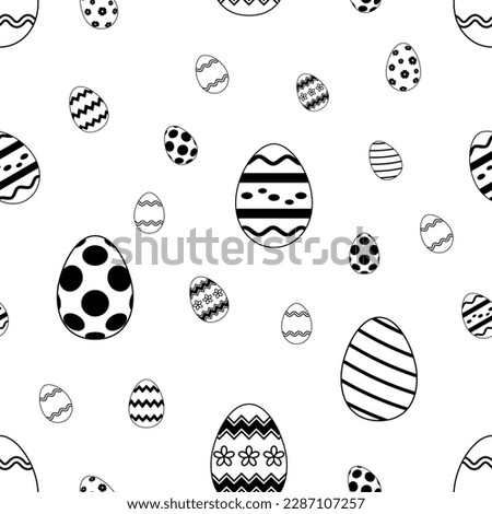 Easter Egg seamless vector. Black outline eggs. Isolated background.
Seamless on all four sides. Endless pattern size possible.